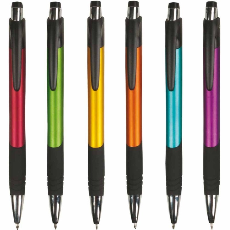 D.RECT 294 Penna A Sfera Con Impugnatura Ergonomica In Gomma, Tratto 0,7 Mm, Corpo Trasparente, Nero - Perfetta Per Ufficio, Scuola E Casa